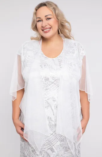 Balts šifona bolero