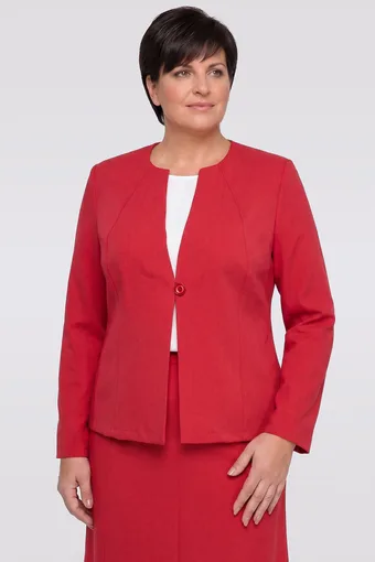 Sarkana lina žakete ar kabatām