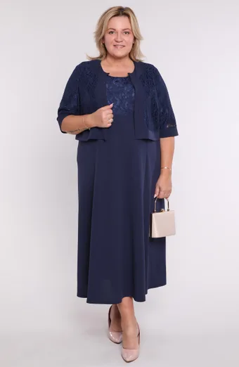 Tumši zils komplekts ar mežģīņu bolero