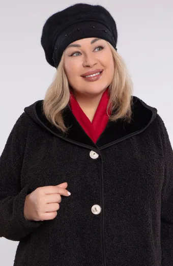 Melna angoras maisījuma cepure