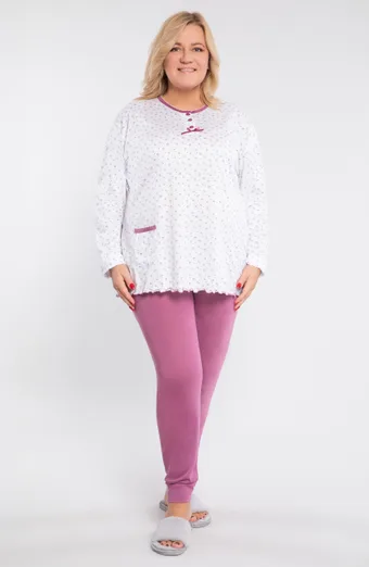 Balta un violeta pidžama ar maziem ziediņiem