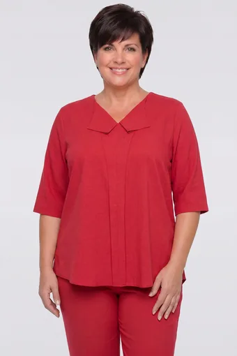 Brīva lina blūze intensīvi sarkanā krāsā