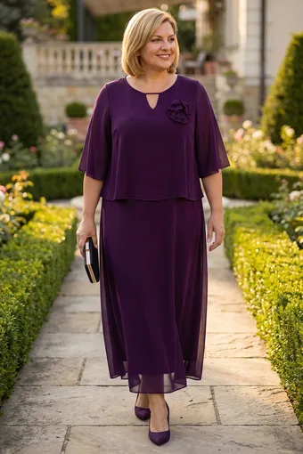 Eleganta violeta kleita ar dekorācijām