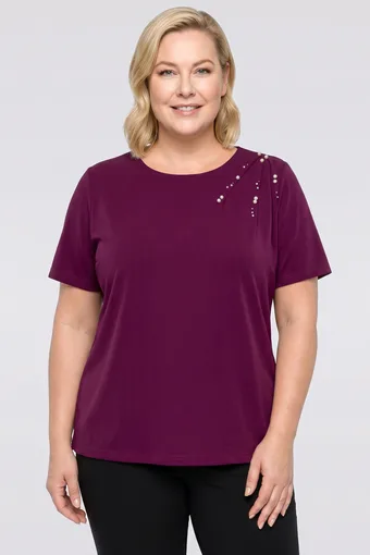 Violeta blūze ar pērlēm un cirkoniem