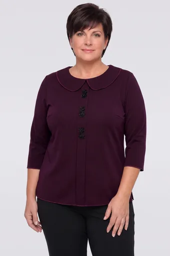 Violeta blūze ar dekoratīvu izšuvumu