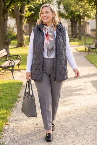 Pelēka veste ar reljefu rakstu